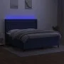 Box spring bed mattress and LED lights blue fabric 160x200 cm by vidaXL, Beds and slatted bases - Ref: Foro24-3138571, Price:...