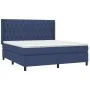 Box spring bed mattress and LED lights blue fabric 160x200 cm by vidaXL, Beds and slatted bases - Ref: Foro24-3138571, Price:...