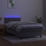 Cama box spring colchón y LED terciopelo gris claro 90x190 cm de vidaXL, Camas y somieres - Ref: Foro24-3134495, Precio: 296,...