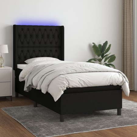 Cama box spring colchón y luces LED tela negro 80x200 cm de vidaXL, Camas y somieres - Ref: Foro24-3138511, Precio: 332,13 €,...