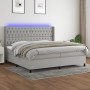 Cama box spring con colchón tela y LED gris claro 200x200 cm de vidaXL, Camas y somieres - Ref: Foro24-3138581, Precio: 708,2...