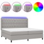 Cama box spring con colchón tela y LED gris claro 200x200 cm de vidaXL, Camas y somieres - Ref: Foro24-3138581, Precio: 708,2...