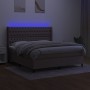 Cama box spring colchón y luces LED tela gris taupe 160x200 cm de vidaXL, Camas y somieres - Ref: Foro24-3138569, Precio: 656...