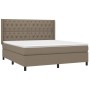 Cama box spring colchón y luces LED tela gris taupe 160x200 cm de vidaXL, Camas y somieres - Ref: Foro24-3138569, Precio: 656...