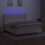 Cama box spring colchón y luces LED tela crema 160x200 cm de vidaXL, Camas y somieres - Ref: Foro24-3138570, Precio: 645,26 €...