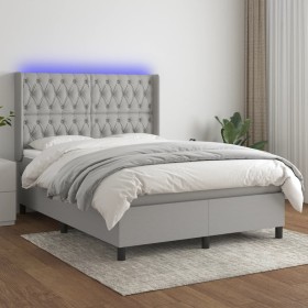 Cama box spring colchón y luces LED tela gris claro 140x190 cm de vidaXL, Camas y somieres - Ref: Foro24-3138549, Precio: 529...