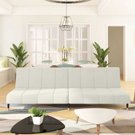 Sofá cama de 2 plazas terciopelo color crema en Sofás | Comprar online en Foru.es