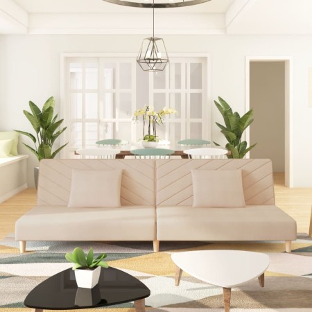 Sofá cama de 2 plazas con dos almohadas tela color crema en Sofás | Comprar online en Foru.es