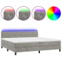 Cama box spring colchón y LED terciopelo gris claro 200x200 cm de vidaXL, Camas y somieres - Ref: Foro24-3134603, Precio: 562...