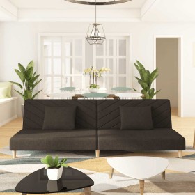 Sofá cama de 2 plazas con dos almohadas tela marrón en Sofás | Comprar online en Foru.es