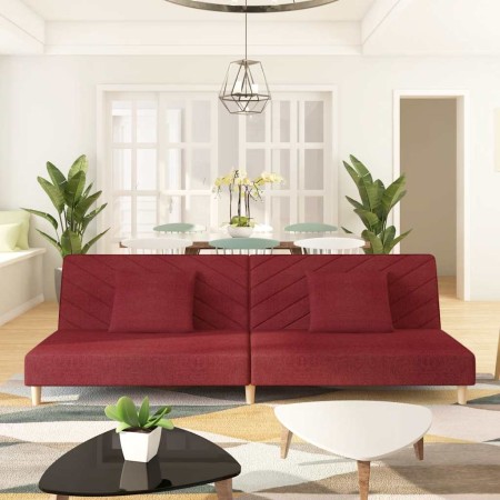 Sofá cama de 2 plazas con dos almohadas tela color vino en Sofás | Comprar online en Foru.es