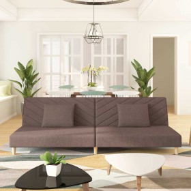 Sofá cama de 2 plazas con dos almohadas tela gris taupe en Sofás | Comprar online en Foru.es