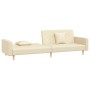 Sofá cama de 2 plazas con dos almohadas tela color crema en Sofás | Comprar online en Foru.es