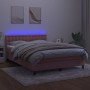 Cama box spring colchón y LED terciopelo rosa 140x190 cm de vidaXL, Camas y somieres - Ref: Foro24-3134644, Precio: 446,96 €,...