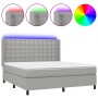 Cama box spring colchón y luces LED tela gris claro 180x200 cm de vidaXL, Camas y somieres - Ref: Foro24-3138653, Precio: 624...