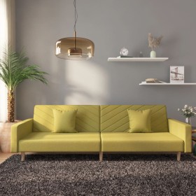 Sofá cama de 2 plazas con dos almohadas tela verde en Sofás | Comprar online en Foru.es