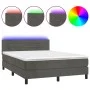 Box spring bed with mattress and LED dark gray velvet 140x200 cm by vidaXL, Beds and slatted bases - Ref: Foro24-3134466, Pri...