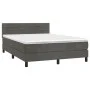 Box spring bed with mattress and LED dark gray velvet 140x200 cm by vidaXL, Beds and slatted bases - Ref: Foro24-3134466, Pri...