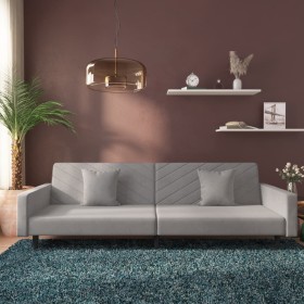 Sofá cama de 2 plazas con dos almohadas terciopelo gris claro en Sofás | Comprar online en Foru.es