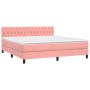 Cama box spring colchón y LED terciopelo rosa 180x200 cm de vidaXL, Camas y somieres - Ref: Foro24-3134602, Precio: 514,99 €,...