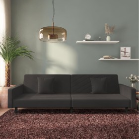 Sofá cama de 2 plazas con dos almohadas terciopelo negro en Sofás | Comprar online en Foru.es