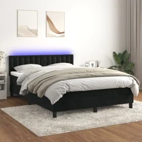 Cama box spring colchón y LED terciopelo negro 140x200 cm de vidaXL, Camas y somieres - Ref: Foro24-3134647, Precio: 426,56 €...
