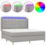 Cama box spring colchón y luces LED tela gris claro 180x200 cm de vidaXL, Camas y somieres - Ref: Foro24-3138893, Precio: 642...