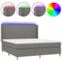 Box spring bed mattress and LED lights dark gray fabric 160x200 cm by vidaXL, Beds and slatted bases - Ref: Foro24-3138726, P...