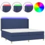 Box spring bed mattress and LED lights blue fabric 200x200 cm by vidaXL, Beds and slatted bases - Ref: Foro24-3138747, Price:...
