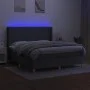 Box spring bed mattress and LED lights dark gray fabric 160x200 cm by vidaXL, Beds and slatted bases - Ref: Foro24-3138726, P...