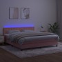 Cama box spring colchón y LED terciopelo rosa 160x200 cm de vidaXL, Camas y somieres - Ref: Foro24-3134656, Precio: 465,31 €,...