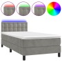 Cama box spring colchón y LED terciopelo gris claro 100x200 cm de vidaXL, Camas y somieres - Ref: Foro24-3134627, Precio: 317...