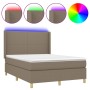 Cama box spring colchón y luces LED tela gris taupe 140x200 cm de vidaXL, Camas y somieres - Ref: Foro24-3138721, Precio: 530...
