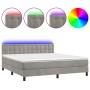 Cama box spring colchón y LED terciopelo gris claro 160x200 cm de vidaXL, Camas y somieres - Ref: Foro24-3134651, Precio: 482...