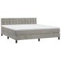 Cama box spring colchón y LED terciopelo gris claro 160x200 cm de vidaXL, Camas y somieres - Ref: Foro24-3134651, Precio: 482...