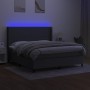 Cama box spring colchón y luces LED tela gris oscuro 180x200 cm de vidaXL, Camas y somieres - Ref: Foro24-3138174, Precio: 65...