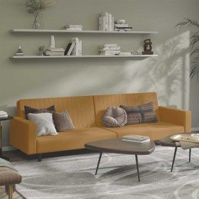 Sofá cama de 2 plazas terciopelo marrón en Sofás | Comprar online en Foru.es