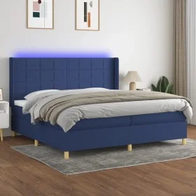 Cama box spring colchón y luces LED tela azul 200x200 cm de vidaXL, Camas y somieres - Ref: Foro24-3138907, Precio: 667,91 €,...