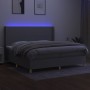 Cama box spring con colchón tela y LED gris claro 200x200 cm de vidaXL, Camas y somieres - Ref: Foro24-3138741, Precio: 655,1...