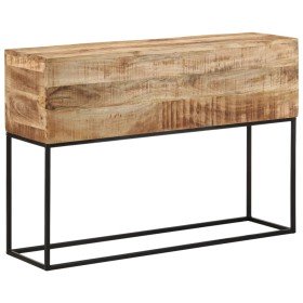 Mesa consola madera maciza mango rugosa y hierro 110x30x75 cm en Mesas auxiliares | Comprar online en Foru.es