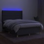 Cama box spring colchón y luces LED tela gris oscuro 140x190 cm de vidaXL, Camas y somieres - Ref: Foro24-3138950, Precio: 52...
