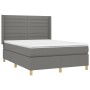 Cama box spring colchón y luces LED tela gris oscuro 140x190 cm de vidaXL, Camas y somieres - Ref: Foro24-3138950, Precio: 52...