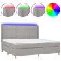 Cama box spring con colchón tela y LED gris claro 200x200 cm de vidaXL, Camas y somieres - Ref: Foro24-3138901, Precio: 657,7...