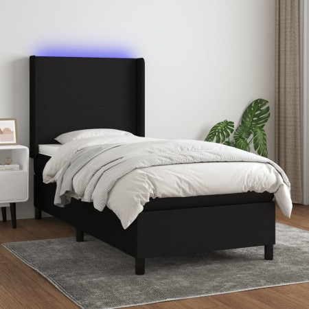 Cama box spring colchón y luces LED tela negro 90x190 cm de vidaXL, Camas y somieres - Ref: Foro24-3138119, Precio: 343,06 €,...