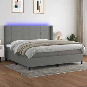 Cama box spring colchón y luces LED tela gris claro 200x200 cm de vidaXL, Camas y somieres - Ref: Foro24-3138342, Precio: 692...