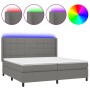 Cama box spring colchón y luces LED tela gris claro 200x200 cm de vidaXL, Camas y somieres - Ref: Foro24-3138342, Precio: 673...