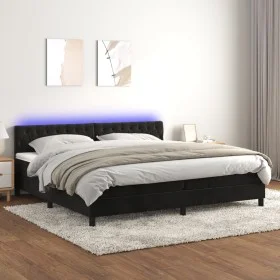 Cama box spring colchón y LED terciopelo negro 200x200 cm de vidaXL, Camas y somieres - Ref: Foro24-3134605, Precio: 593,78 €...