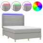 Cama box spring colchón y luces LED tela gris claro 140x190 cm de vidaXL, Camas y somieres - Ref: Foro24-3138949, Precio: 531...
