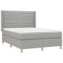 Cama box spring colchón y luces LED tela gris claro 140x190 cm de vidaXL, Camas y somieres - Ref: Foro24-3138949, Precio: 531...