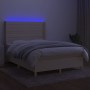 Cama box spring colchón y luces LED tela crema 140x200 cm de vidaXL, Camas y somieres - Ref: Foro24-3138962, Precio: 546,36 €...
